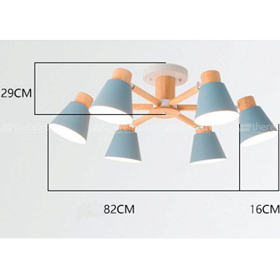 Люстра в скандинавском стиле Style K 6 плафонов синий  фото 1