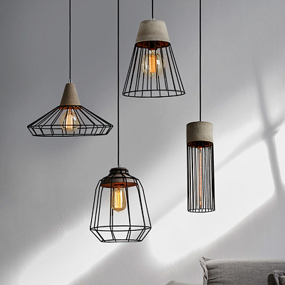 Подвесной светильник Cement Droplight Pendant Light СерыйA  фото 1